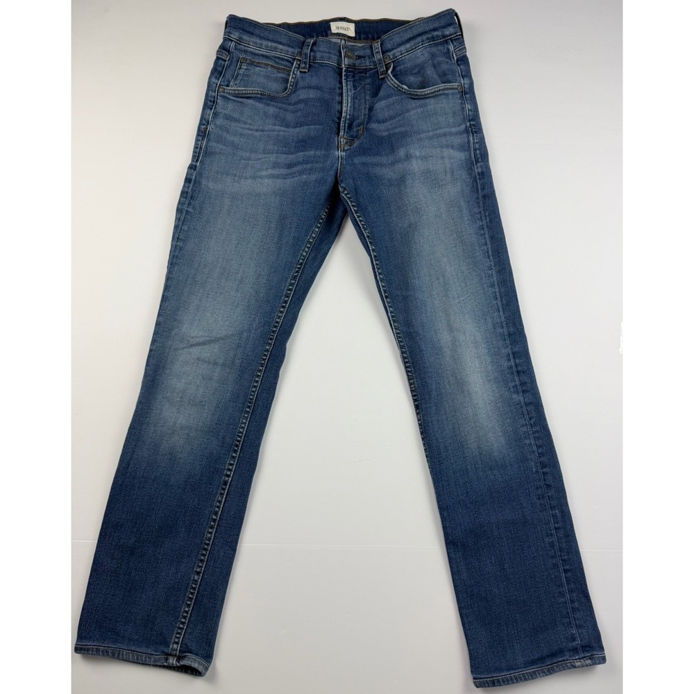 Hudson Jeans Men's Size 31 Blue Straight‎ Leg Stretch Denim Jeans Distressed